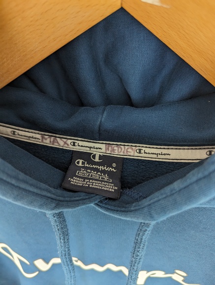 Champion Spellout Hoodie - Size XS - Teal - Cotton - P2P 21" - Picture 7 of 7